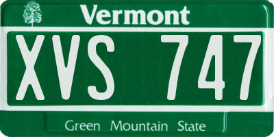 VT license plate XVS747
