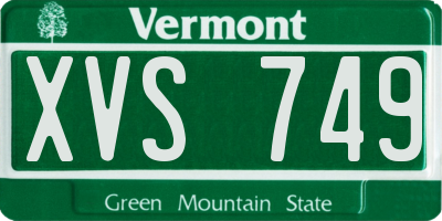 VT license plate XVS749