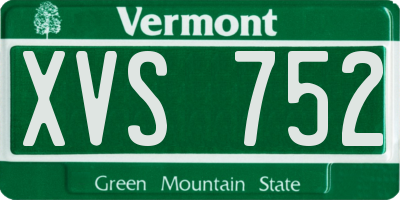 VT license plate XVS752