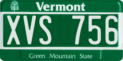 VT license plate XVS756