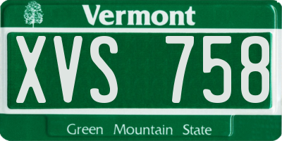 VT license plate XVS758