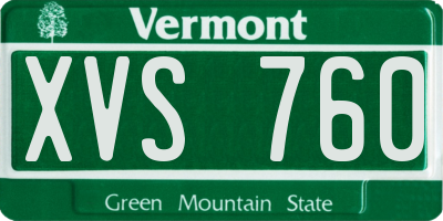 VT license plate XVS760