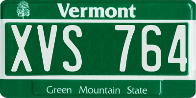 VT license plate XVS764