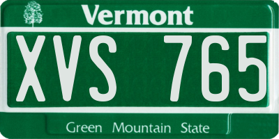 VT license plate XVS765