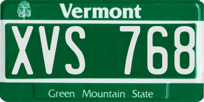 VT license plate XVS768