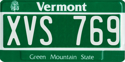 VT license plate XVS769