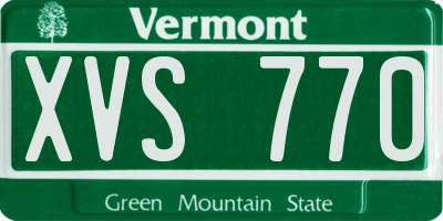 VT license plate XVS770