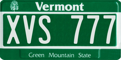 VT license plate XVS777