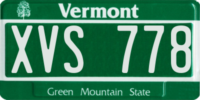 VT license plate XVS778