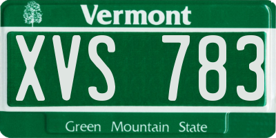 VT license plate XVS783