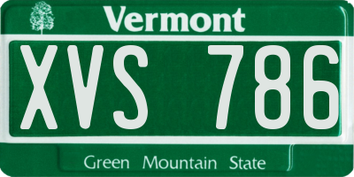 VT license plate XVS786