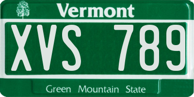 VT license plate XVS789