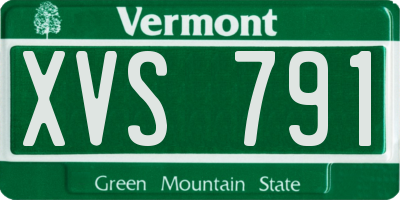 VT license plate XVS791