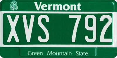 VT license plate XVS792