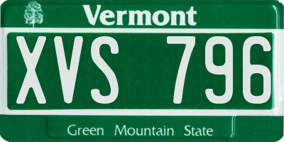 VT license plate XVS796