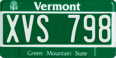 VT license plate XVS798