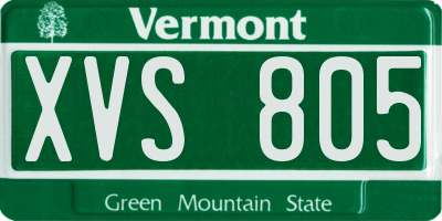 VT license plate XVS805