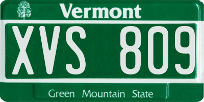 VT license plate XVS809