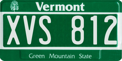 VT license plate XVS812