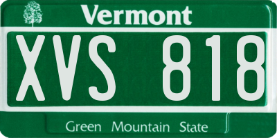 VT license plate XVS818