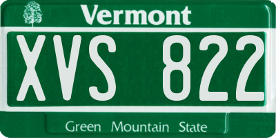VT license plate XVS822