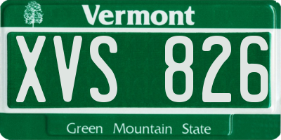 VT license plate XVS826