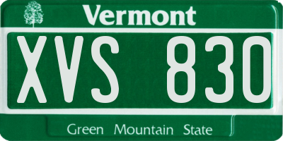 VT license plate XVS830
