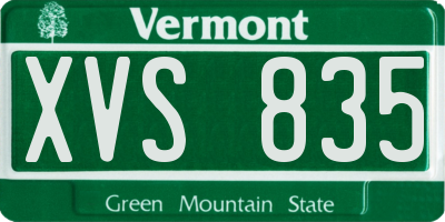 VT license plate XVS835