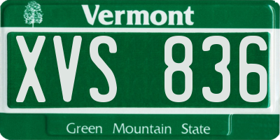 VT license plate XVS836