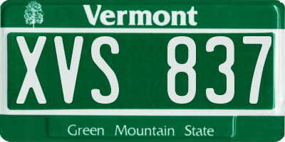 VT license plate XVS837