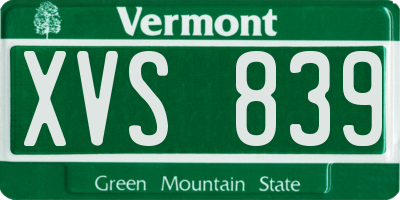 VT license plate XVS839