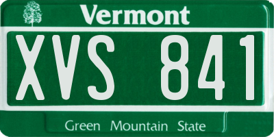 VT license plate XVS841