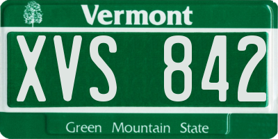 VT license plate XVS842