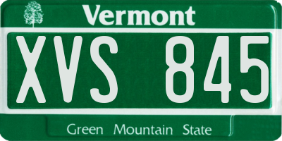 VT license plate XVS845