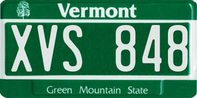 VT license plate XVS848