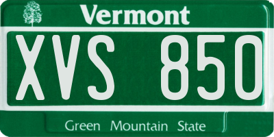 VT license plate XVS850
