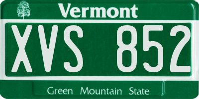 VT license plate XVS852
