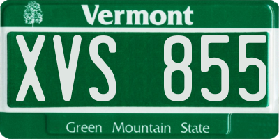 VT license plate XVS855