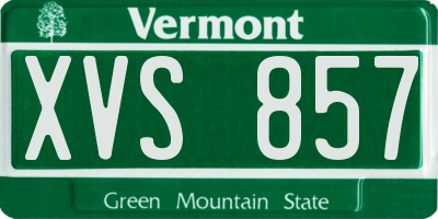 VT license plate XVS857