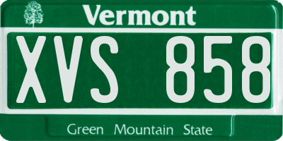 VT license plate XVS858