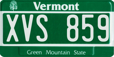 VT license plate XVS859