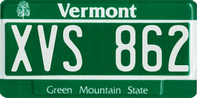 VT license plate XVS862