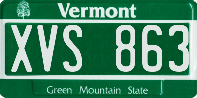 VT license plate XVS863