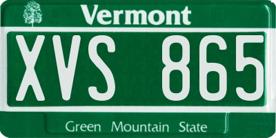 VT license plate XVS865