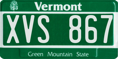 VT license plate XVS867