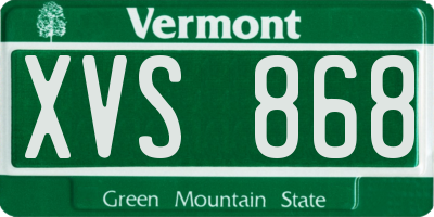 VT license plate XVS868