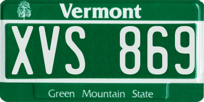 VT license plate XVS869
