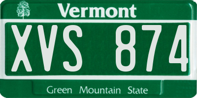 VT license plate XVS874