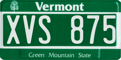 VT license plate XVS875