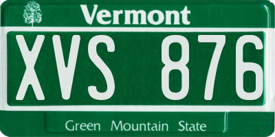 VT license plate XVS876